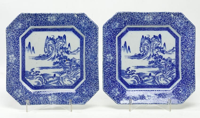 Two square china porcelain dishes