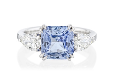 Unheated Ceylon Sapphire and Diamond Ring, AGL Certified