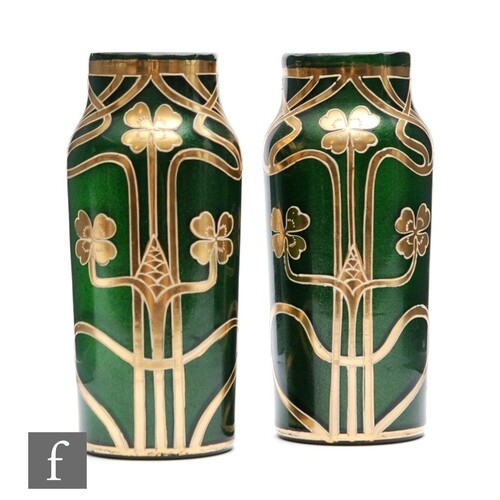 Unknown - Bohemian - A pair of continental Art Nouveau glass...