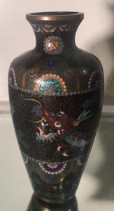 Unusual Antique Japanese 4 Claw Dragon Cloisonné Vase