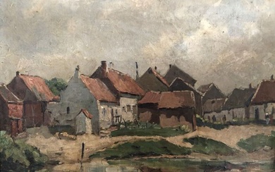 VAN GENEGEN Joseph (1857- 1936) Le hameau Huile sur toile, signée en bas à gauche...