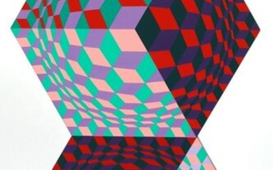 VICTOR VASARELY ACRYLIC ON WOOD PANEL