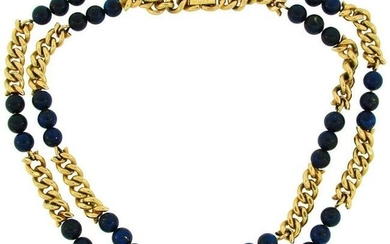 Van Cleef & Arpels Lapis Lazuli Bead Gold Necklace