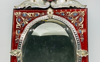 Venetian mirror - Napoleon III - Crystal, Enamel, Wood - c 1880