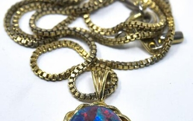 Vermeil Sterling Silver & Opal Pendant Necklace
