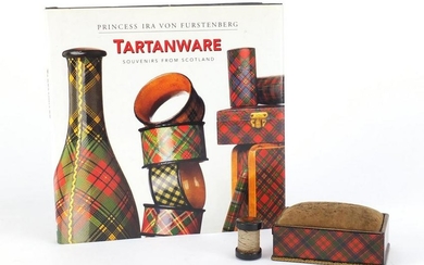 Victorian Tartanware thread waxer and rectangular pin