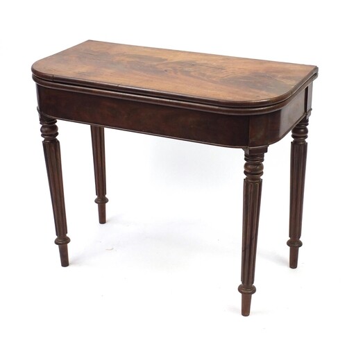 Victorian mahogany folding card table with beize lined inter...