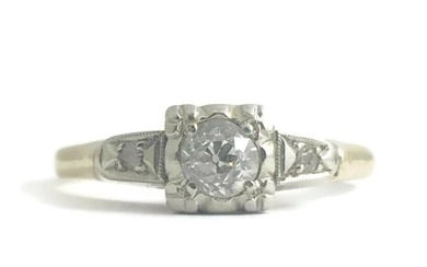 Vintage 1930's Old Mine Diamond Engagement Ring 14K Yellow White Gold 1.78 Gr