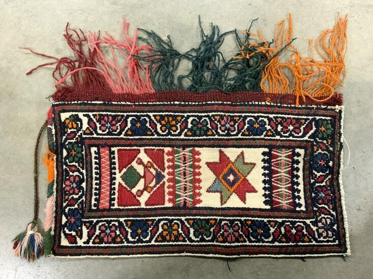 Vintage Handmade Fringed Wool Rug Section