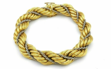 Vintage Rope Chain Two-Tone 18k Gold Bracelet