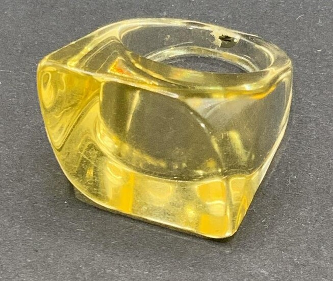 Vintage Yellow Acrylic Geometric Ring, Jewelry