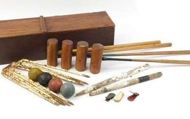 Vintage croquet set with mahogany case, the case