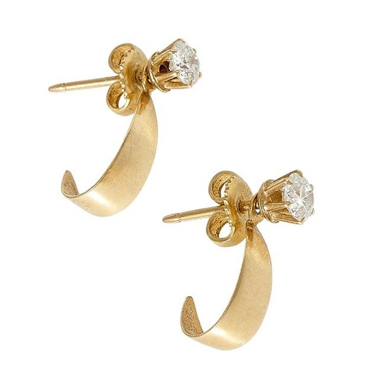 Vintage yellow gold and diamond stud earrings