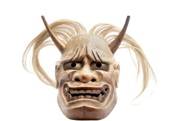 WOODEN NOH THEATRE MASK OF THE HANNYA TYPE...