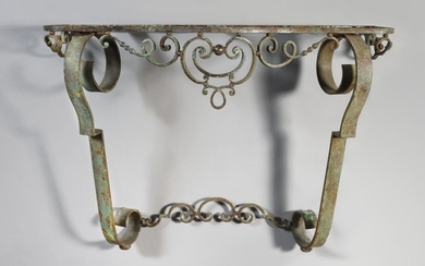 WORK OF THE 1950's Wrought iron console with...