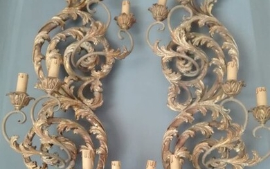 Wall light (2) - Baroque style - Wood - Late 19th century