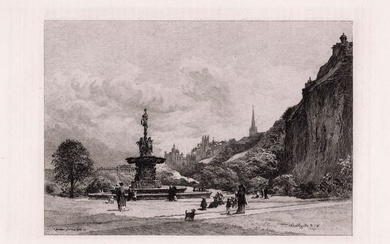 William Ewart Lockhart Prince's Street Gardens etching signed