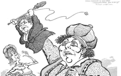 William Hewison (British, 1925-2002): Four Theatrical Caricatures