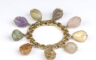 Yellow gold bracelet with stones 18k yellow gold bracelet, with...