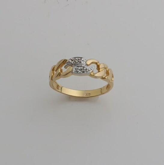 Yellow gold ring, 585/000, with link motif on top set