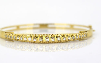 with diamonds, 1880's - Antique Victorian 15k yellow gold ladies bangle