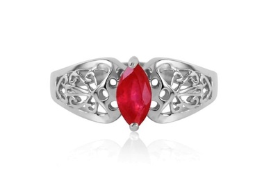 0.2 CTW 14K Solid White Gold Inseparable Ruby Ring
