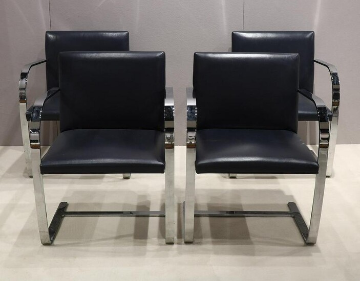 4 Mies Van Der Rohe for Knoll Brno Navy Blue Chairs