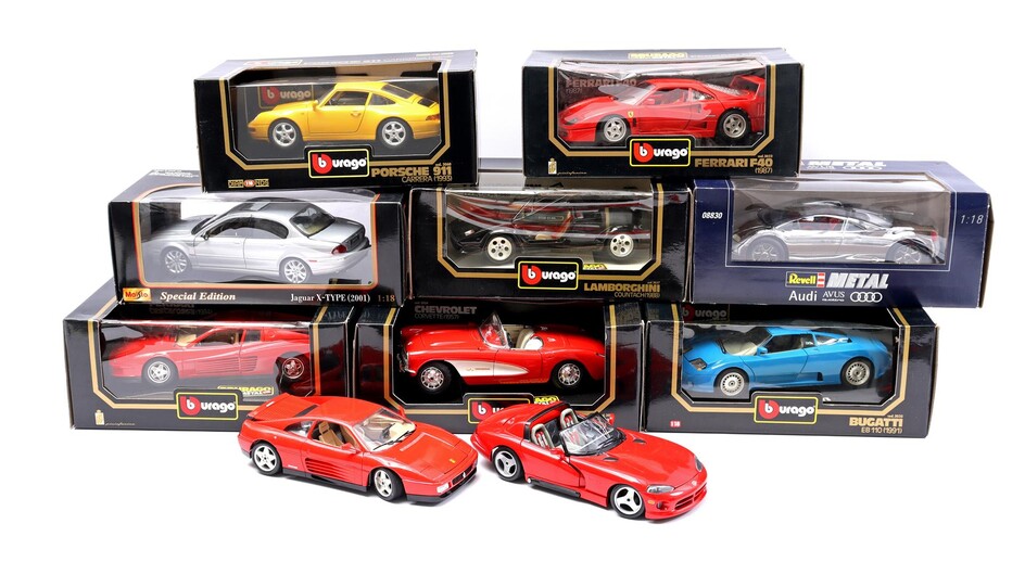 (-), 10 Burago scale model cars, 8 in...