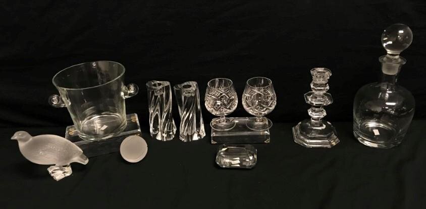 10 PIECES TIFFANY, BACCARAT, LALIQUE GLASS