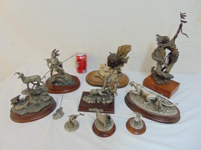10 Pewter, bronze & composite figures, Indians