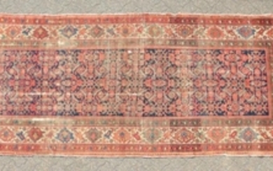A PERSIAN MAHAL CARPET with a long blue and red central