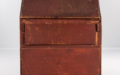 Primitive Red-painted Pine Slant-lid Desk