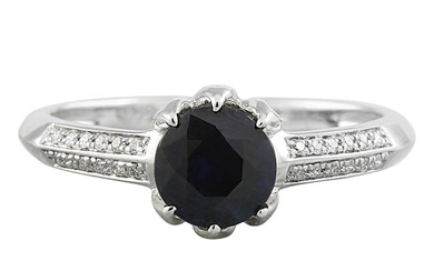 1.19 Carat Sapphire 14K White Gold Diamond Ring