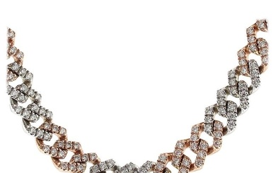 13.03 Carat Diamond Pave Cuban Chain Necklace 14 Karat in Stock