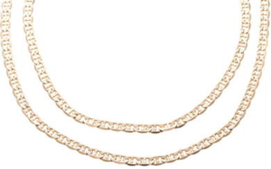 A Pair of Matching 14K White Gold Filigree Chains