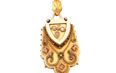 A seed pearl and bi-colour gold locket