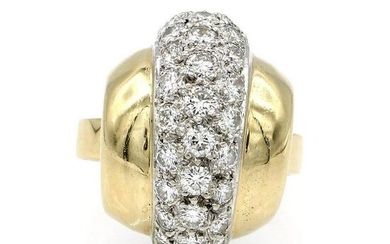 14K 2 Tone Gold Pave Diamond Dome Ring