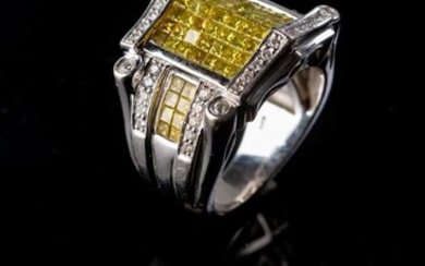 14K Gold, Yellow and White Diamond Men's Ring.