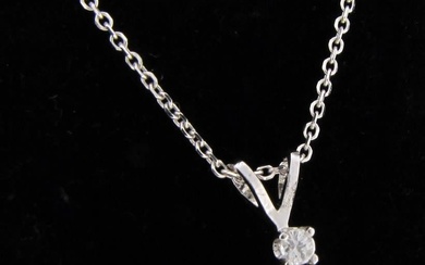14K White Gold Pearl and Diamond Pendant, Chain