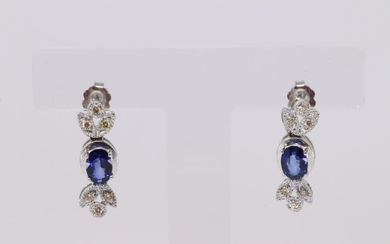 14Kt White Gold Sapphire Diamond Earring.