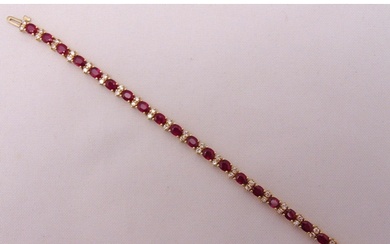 14ct yellow gold, ruby and diamond bracelet, approx total we...