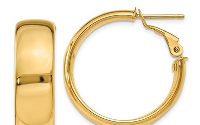 14k Yellow Gold 25 mm Hoop Earrings