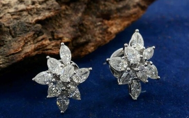 1.7 TCW Marquise Diamond Stud Earrings 18k White Gold