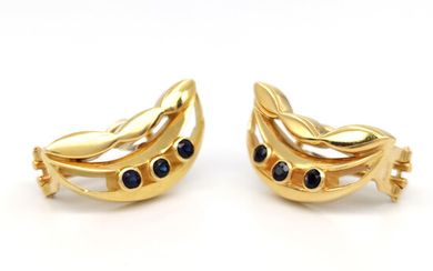 18 kt.Yellow gold - Earrings - 0.42 ct Sapphires