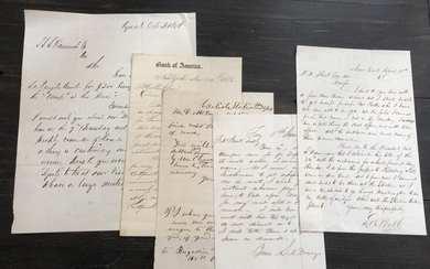 1861-1863 Archive of Five Civil War-Era Manuscript Letters Relating to the Robust US Banking System, Army Units, Debts, Corporate Elections