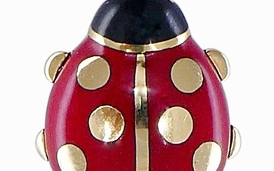 18k Cartier Ladybug Pin Gold Enamel