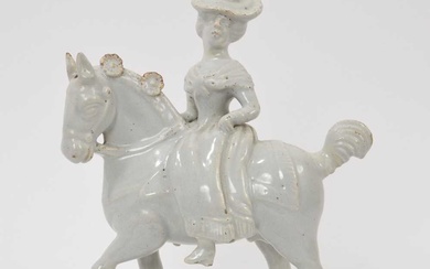 18th century Dutch Delft figure of a lady on horseback