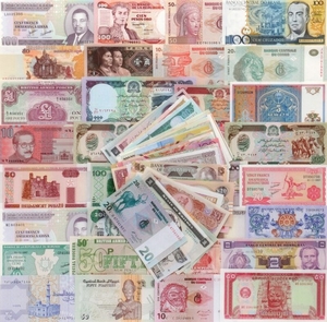 1907/5432: Collection of banknotes from all over the world, in total a. 100 pcs in uncirculated condition