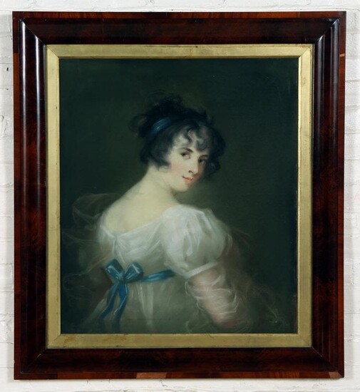 19TH C. OIL ON CANVAS PORTRAIT OF YOUNG WOMAN