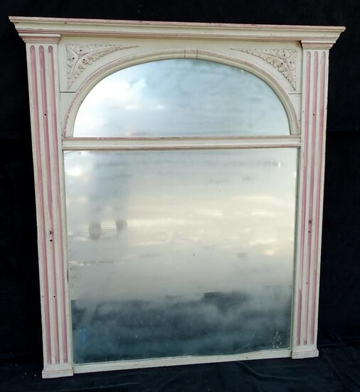 19TH C. PAINT DECORATED OVER MANTEL MIRROR60"H 55.5"L